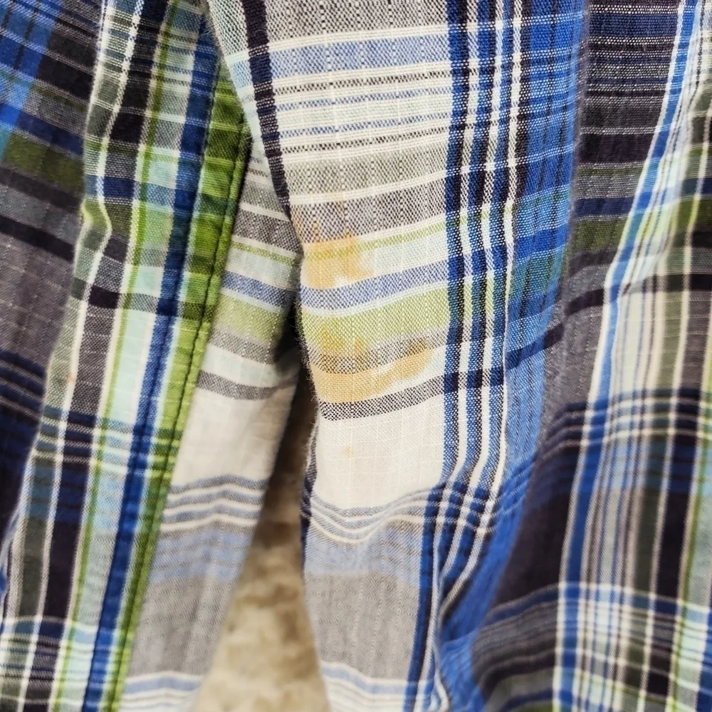 Patagonia Shirt Plaid Organic Cotton Green Blue White Button Up Mens M - Picture 7 of 13
